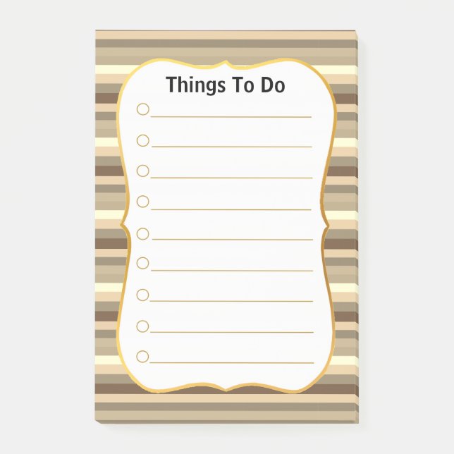 Personalised Things To Do on Beige Striped Post-it Notes (Front)