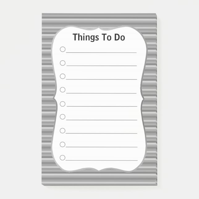 Personalised Things To Do on Grey Striped Post-it Notes (Front)
