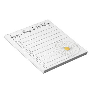 Personalised Things To Do Today List Daisy Flower Notepad