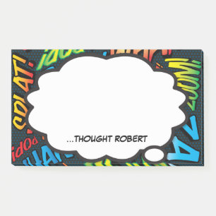 Personalised Think Bubble Fun Colourful Comic Book Post-it Notes