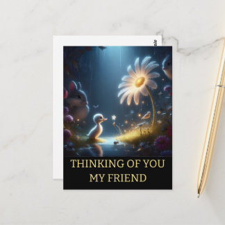 Personalised Thinking of you Cute duckling daisy Postcard