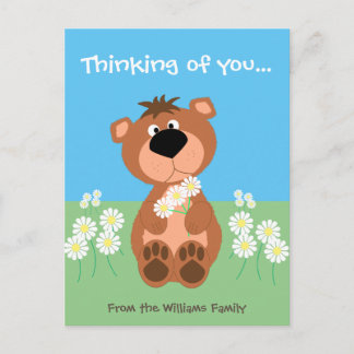 Personalised Thinking Of You Cute Funny Bear Postcard
