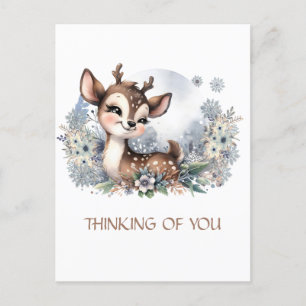 Personalised Thinking of you winter cute deer Postcard