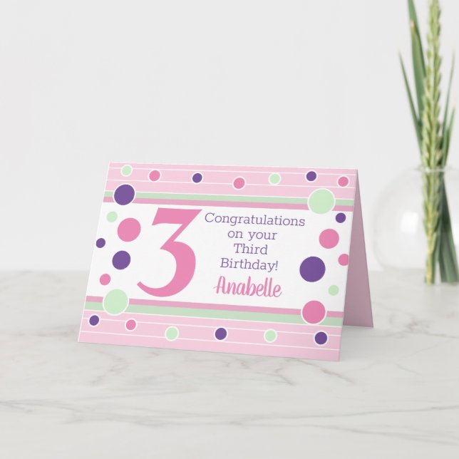 Personalised Third Birthday Card! Card (Front)