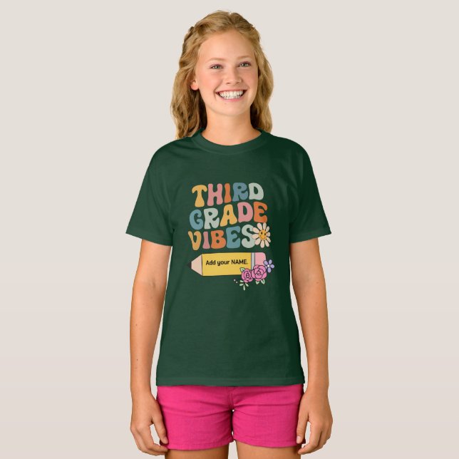  Personalised Third Grade vibes back to school T-Shirt (Front Full)