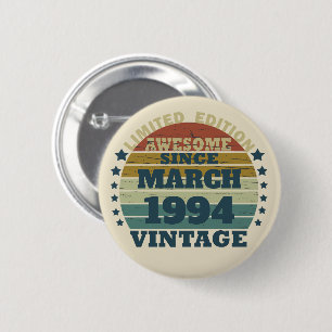 Personalised Thirty vintage 30th birthday party 6 Cm Round Badge