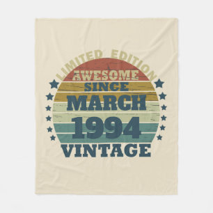 Personalised Thirty vintage 30th birthday party Fleece Blanket