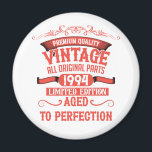 Personalised thirty vintage 30th birthday party magnet<br><div class="desc">Elevate your birthday celebration with this limited edition, premium quality graphic design that combines originality with a classy, retro, vintage style and cool typography. This unique piece makes for an excellent gift for anyone—men, women, husbands, wives, girlfriends, and boyfriends alike. It's a funny and distinctive holiday gift that will surely...</div>