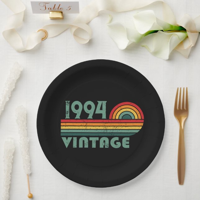 Personalised Thirty vintage 30th birthday party Paper Plate (Wedding)