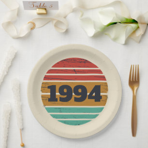 Personalised Thirty vintage 30th birthday party Paper Plate