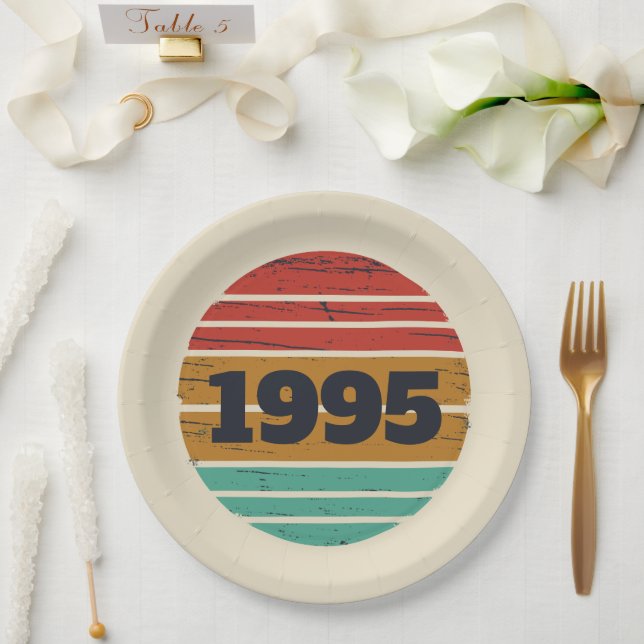 Personalised thirty vintage 30th birthday party paper plate (Wedding)