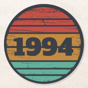 Personalised Thirty vintage 30th birthday party Round Paper Coaster