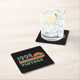 Personalised Thirty vintage 30th birthday party Square Paper Coaster