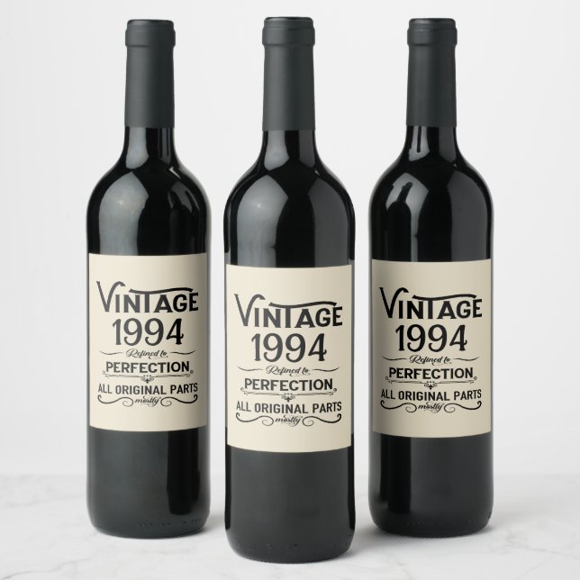 Personalised Thirty vintage 30th birthday party Wine Label (Bottles)