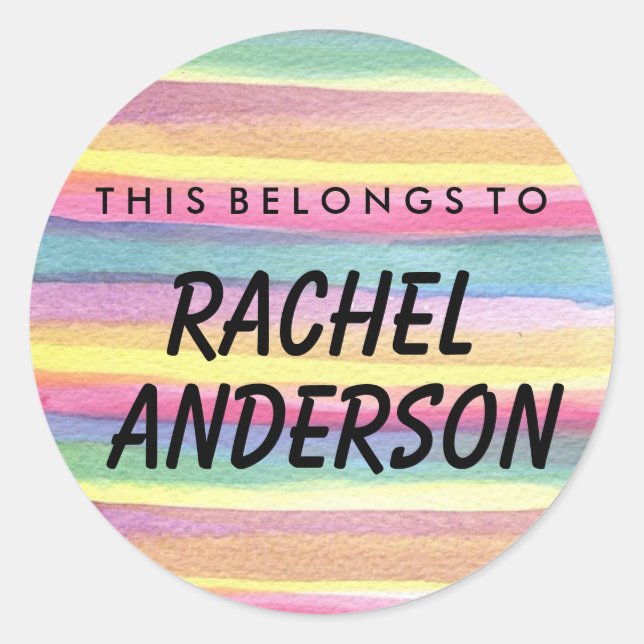 Personalised This Belongs To Round Sticker (Front)