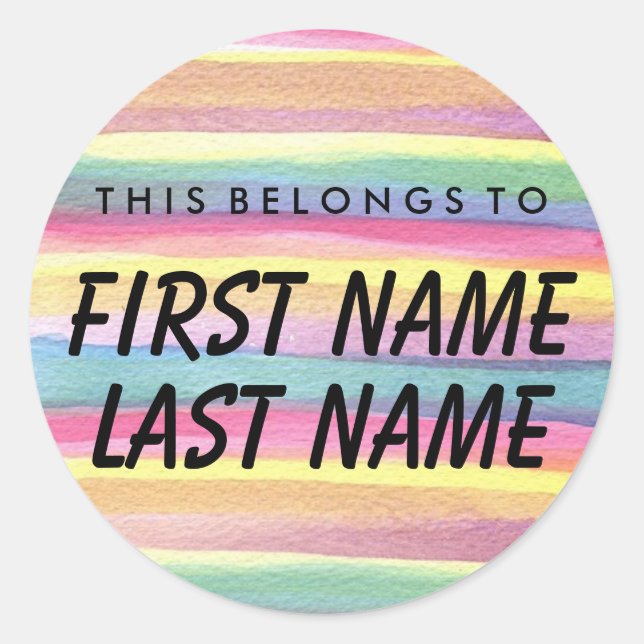 Personalised This Belongs To Round Sticker (Front)