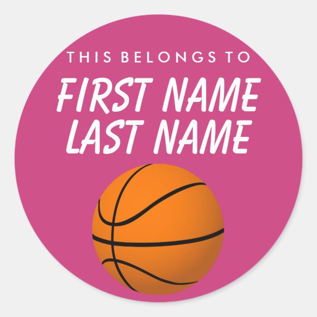 Personalised This Belongs To Sticker -  Basketball (Front)