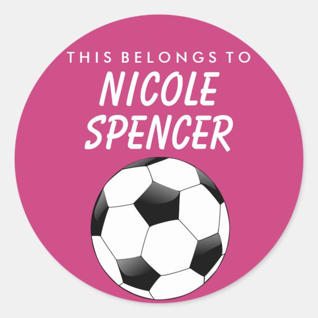 Personalised This Belongs To Sticker -  Soccer (Front)