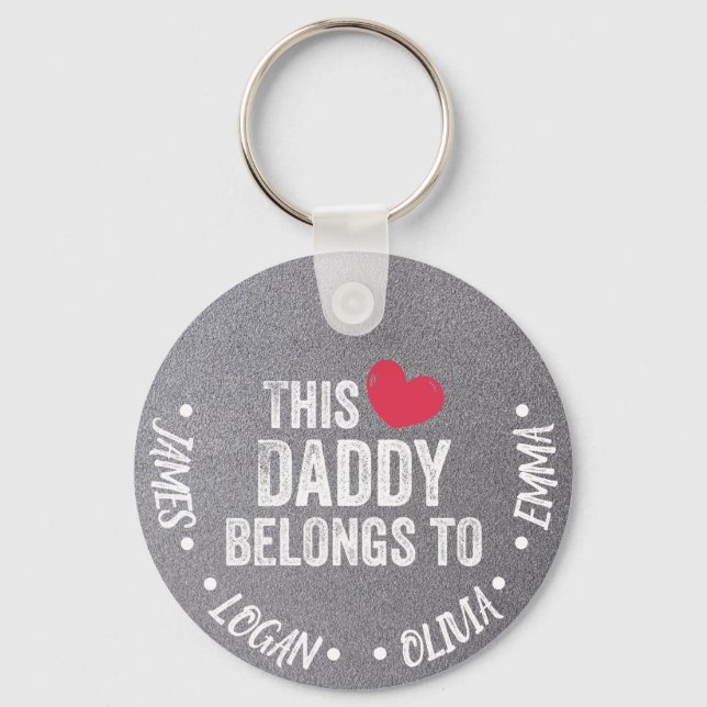 Personalised This Daddy belongs to Custom Names Key Ring (Front)