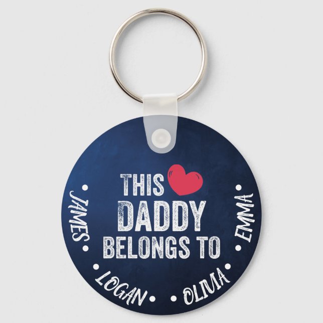 Personalised This Daddy belongs to Custom Names Key Ring (Front)