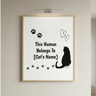 Personalised This Human Belongs To Cat Poster