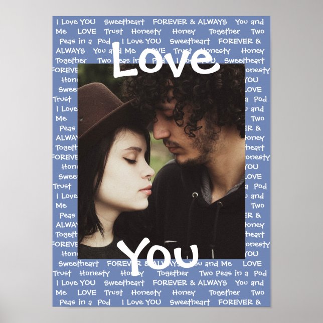 Personalised this "Love You" Couple's Blue Poster (Front)