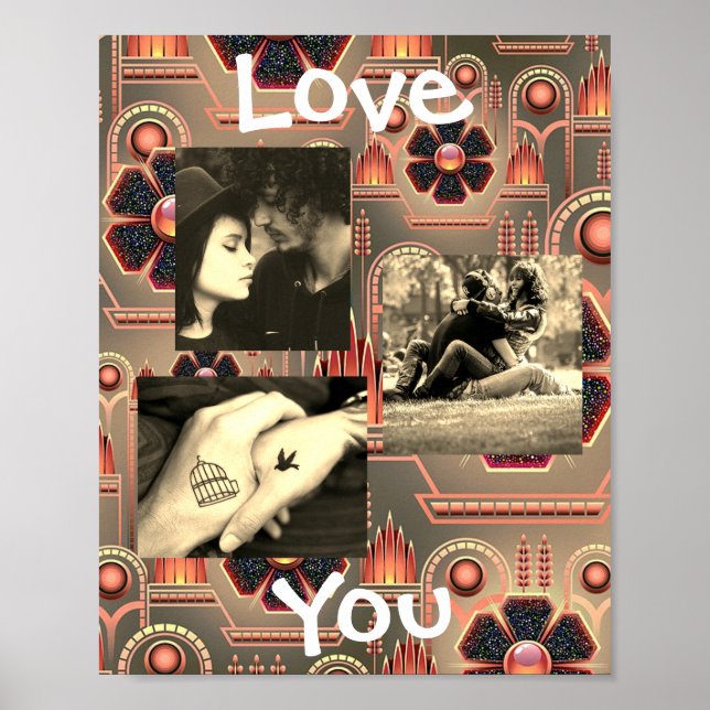 Personalised this "Love You" Couple's Photo Poster (Front)