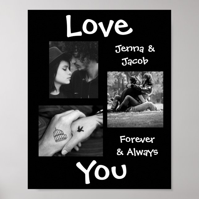 Personalised this "Love You" Couple's Photo Poster (Front)