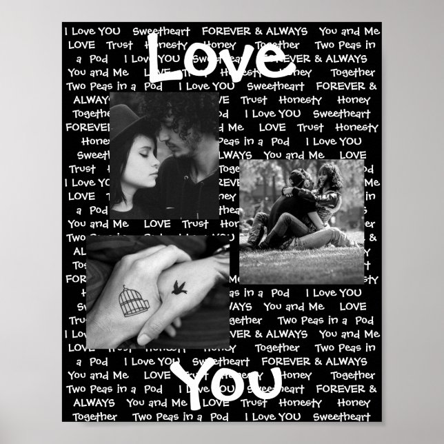Personalised this "Love You" Couple's Photo Poster (Front)