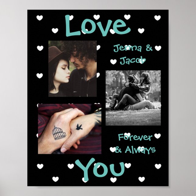 Personalised this "Love You" Couple's Photo Poster (Front)