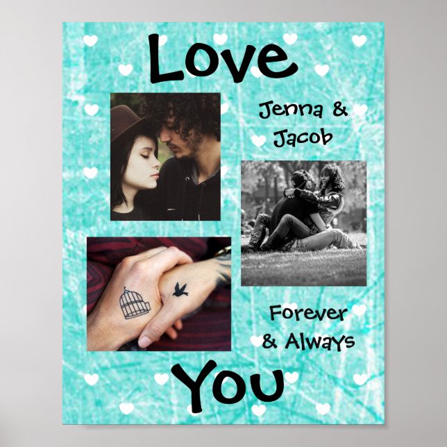 Personalised this "Love You" Couple's Photo Poster (Front)