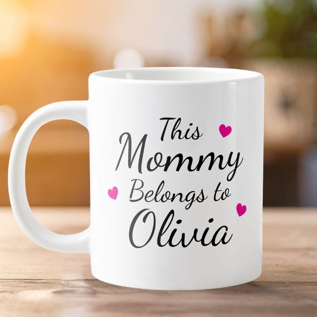 Personalised This Mummy Belongs To Kid Name Large Coffee Mug (Creator Uploaded)