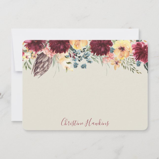 Personalised Thistle Watercolor Wine Floral Blooms Card (Front)