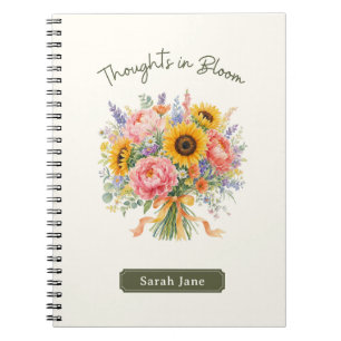 Personalised Thoughts in Bloom Floral Notebook