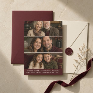 Personalised Three Generations of Gratitude Holiday Card