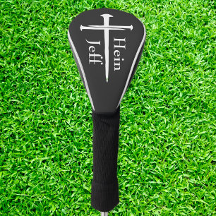 Personalised Three Nails White Cross Christian Golf Head Cover