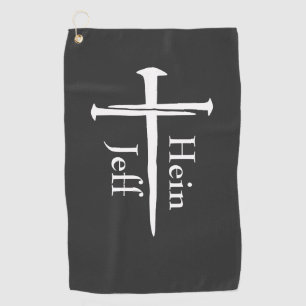 Personalised Three Nails White Cross Christian Golf Towel