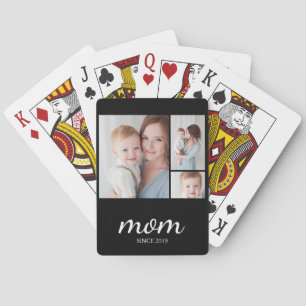 Personalised Three Photo Collage Mum Playing Cards