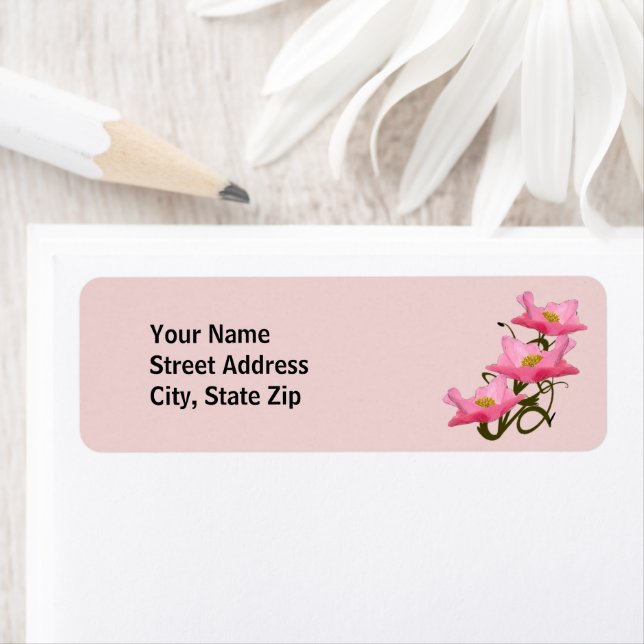 Personalised Three Pink Poppies Border (Insitu)