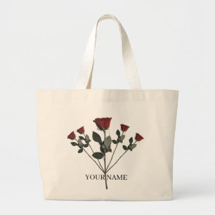 Personalised Three Red Roses Tote Bag Custom