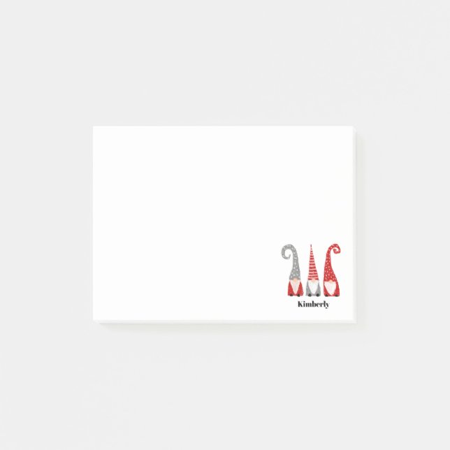 Personalised Three Swedish Gnomes Christmas Post-it Notes (Front)