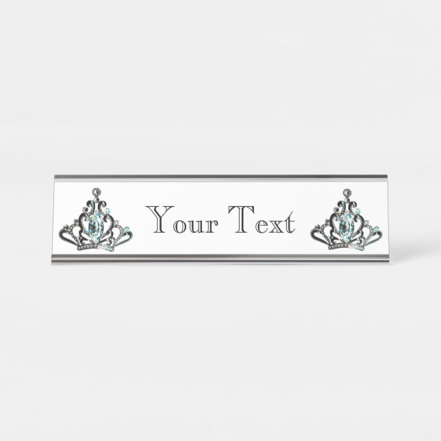 Personalised Tiara/Crown Desk Name Plate (Front)