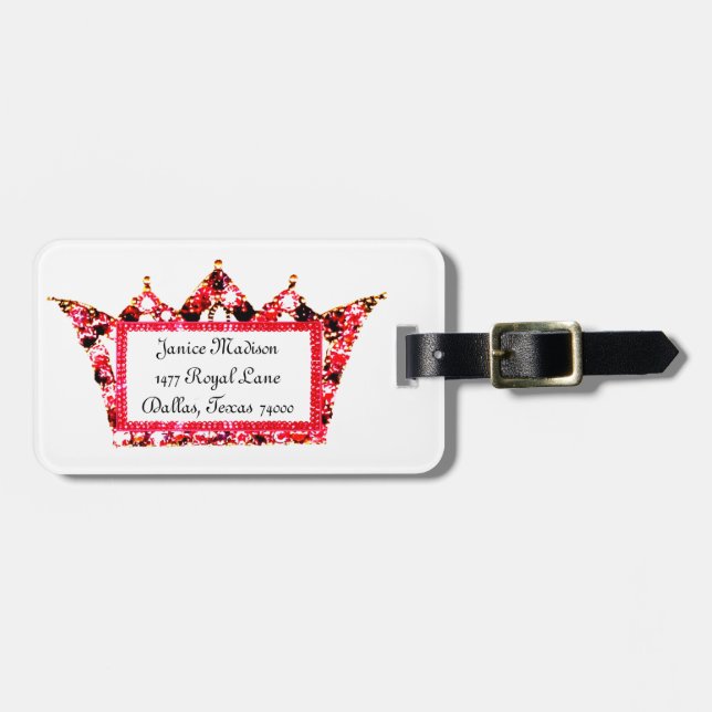 Personalised Tiara Luggage Tags (Queen) (Front Horizontal)