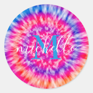 Personalised Tie Dye Classic Round Sticker