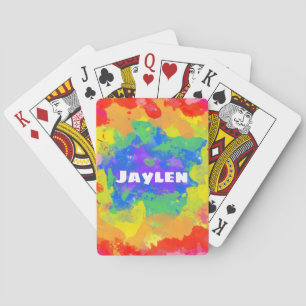 Personalised Tie Dye Rainbow Playing Cards
