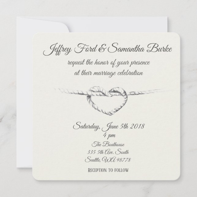 Personalised Tie the Knot wedding invitation (Front)