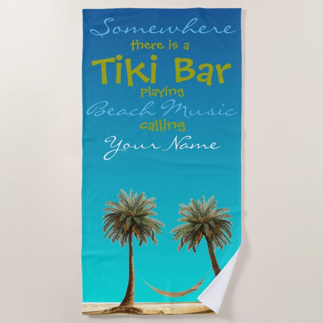 Personalised Tiki Bar Plush Extra Large Beach Towel (Front)