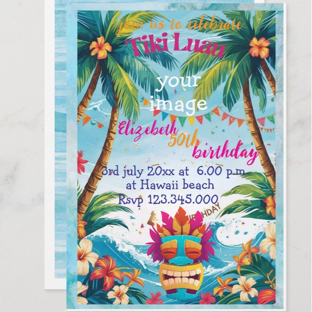  personalised tiki luau tropical  beach Invitation (Creator Uploaded)