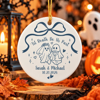 Personalised Til Death Do Us Part Halloween Ceramic Tree Decoration