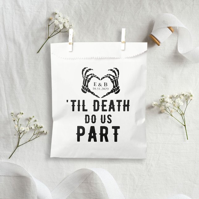 Personalised Til Death Gothic Skeleton Wedding Favour Bags (Personalized Til Death Gothic Skeleton Wedding Favor Bag
)